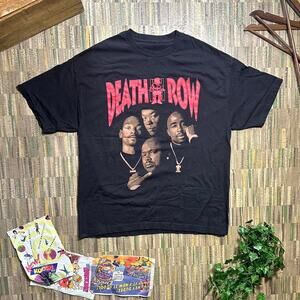 Vintage Death Row Rap Tee Mens XL Black Red Hip Pop Music Band Tour Shirt